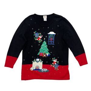 Vintage Nut Cracker Ugly Sweater XL Black Christmas Beaded Embellish Tunic